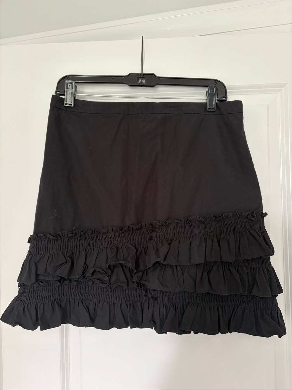 J. Crew Black Mini Skirt with Tiered Ruffles